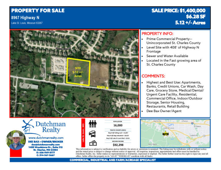 8967 Highway N - Lake St Louis, MO - 5.12 +/- Acres